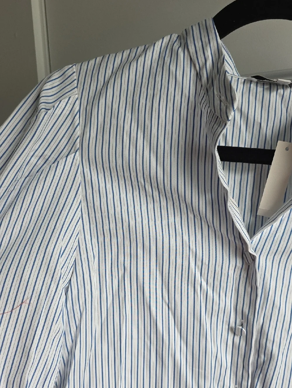 Madewell Puff-Sleeve Button-Up Shirt Blue and White Striped Small G219 - Picture 6 of 12
